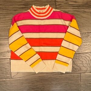 THML Pink, Orange, and Yellow Striped Turtleneck Sweater